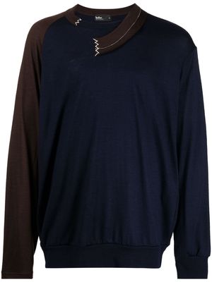 Kolor asymmetric wool jumper - Blue