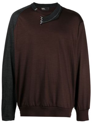 Kolor asymmetric wool jumper - Brown