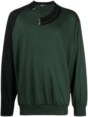 Kolor asymmetric wool long-sleeve T-shirt - Green