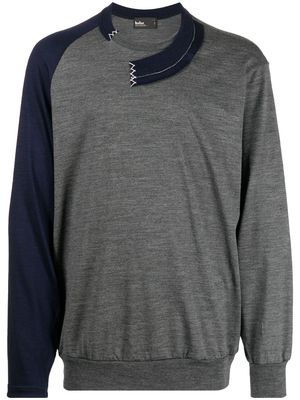 Kolor asymmetric wool long-sleeve T-shirt - Grey