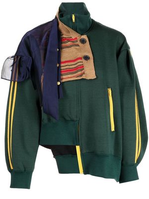Kolor asymmetric zip-up sweatshirt - Green