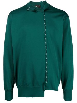 Kolor asymmetrical tonal-stitch jumper - Green