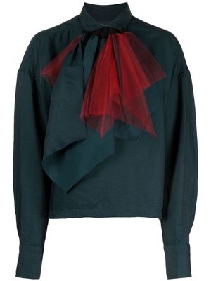 Kolor attached scarf crinkled blouse - Green