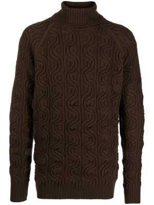 Kolor cable-knit roll neck jumper - Brown