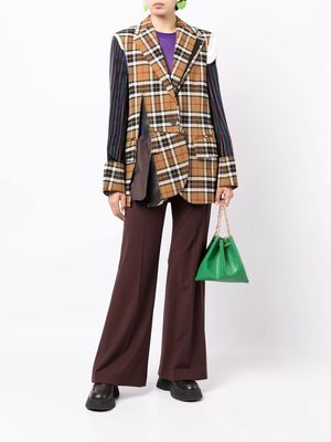 Kolor check-pattern asymmetric blazer - Brown