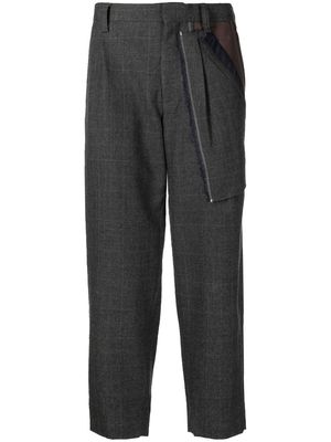 Kolor check-pattern cropped trousers - Grey