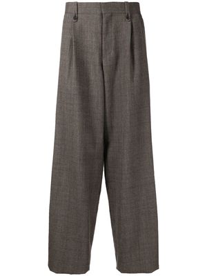 Kolor check-pattern straight trousers - Brown