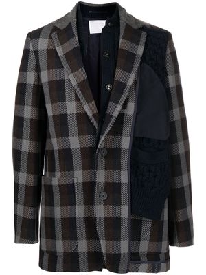 Kolor check-pattern wool blazer - Blue
