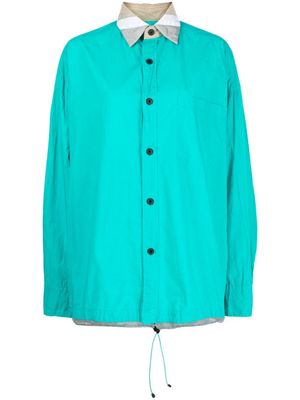 Kolor contrast-collar cotton shirt - Green