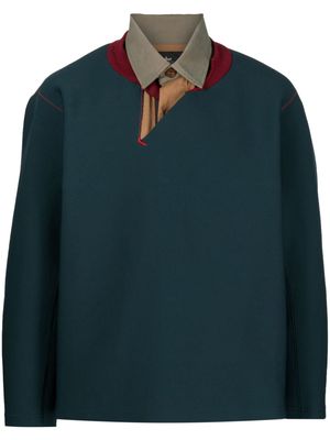 Kolor contrast-panel wide-sleeves sweatshirt - Green