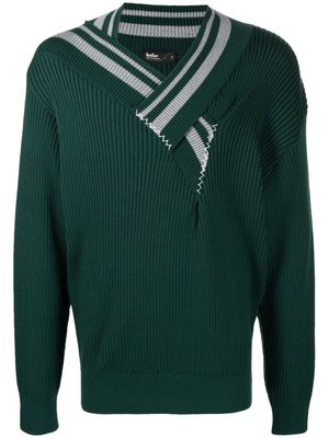 Kolor contrast-trimmed wool jumper - Green