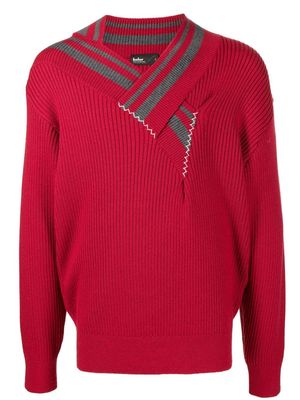 Kolor contrast-trimmed wool jumper - Red