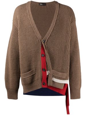 Kolor contrasting-trim detail V-neck cardigan - Brown