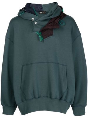 Kolor cotton panelled hoodie - Green