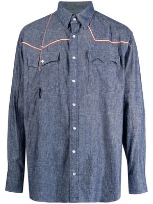 Kolor cotton piped-trim shirt - Blue