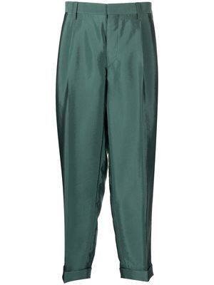 Kolor cropped tapered-leg suit trousers - Green