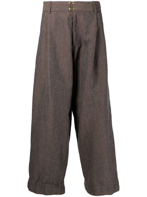 Kolor cropped wide-leg trousers - Brown