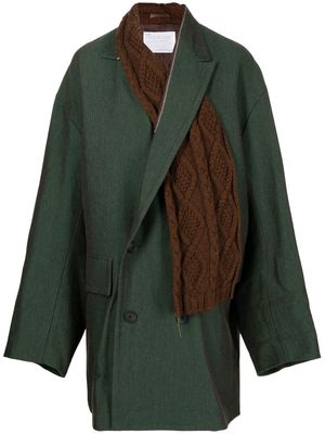 Kolor deconstructed double-breasted coat - Green