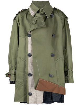 Kolor deconstructed single-breasted coat - Green