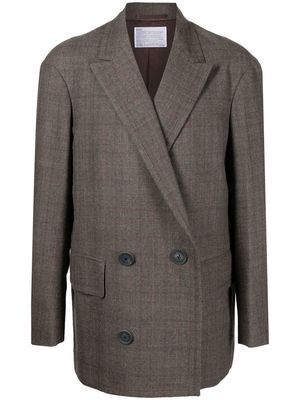 Kolor double-breasted wool-blend blazer - Brown