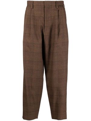 Kolor drop-crotch check-pattern trousers - Brown