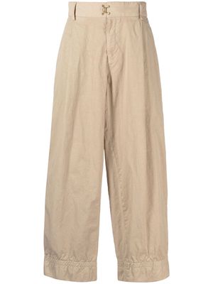 Kolor drop-crotch hook fastening trousers - Brown