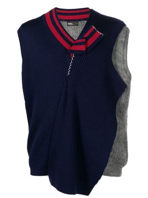 Kolor gathered-detail knit vest - Blue