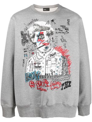 Kolor graphic-print cotton sweatshirt - Grey