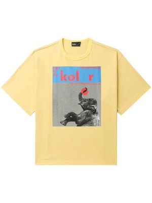 Kolor graphic-print cotton T-shirt - Yellow
