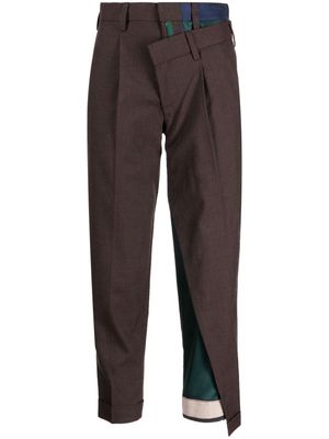 Kolor high-waisted cropped trousers - Brown