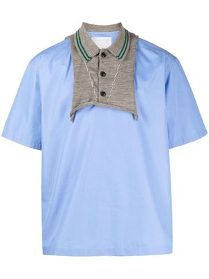 Kolor knit-collar short-sleeve shirt - Blue