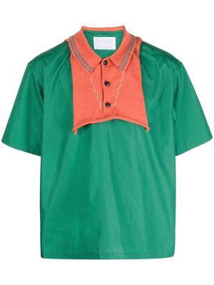 Kolor knit-collar short-sleeve shirt - Green