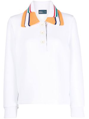 Kolor knitted collar long-sleeve polo shirt - White