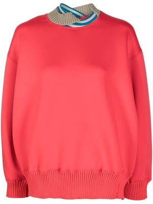 Kolor knitted-neck long-sleeve sweatshirt - Red