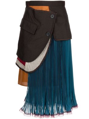 Kolor layered asymmetric midi skirt - Multicolour