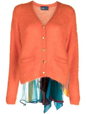 Kolor layered brushed cardigan - Orange