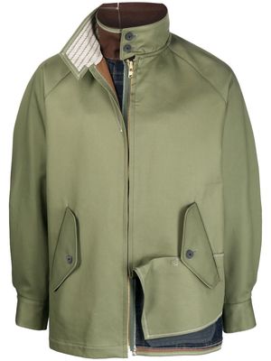 Kolor layered-detail zipped-up jacket - Green