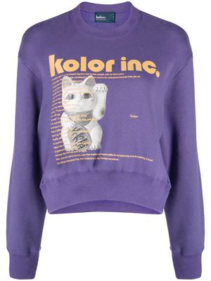 Kolor logo-print cotton sweatshirt - Purple