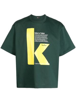 Kolor logo-print cotton T-shirt - Green