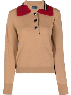 Kolor long-sleeve polo jumper - Brown