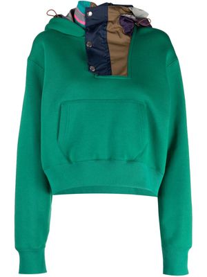 Kolor panelled cotton hoodie - Green