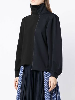 Kolor panelled roll neck sweater - Black