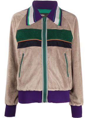 Kolor panelled zip-up track jacket - Neutrals
