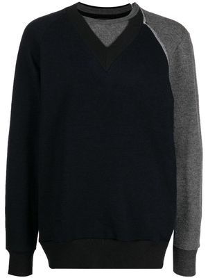 Kolor patchwork-design knitted jumper - Black