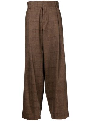 Kolor plaid check-pattern wide-leg trousers - Brown
