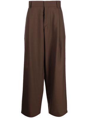 Kolor plain elasticated cropped wide trousers - Brown