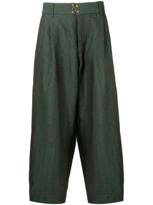 Kolor pleated cropped trousers - Green