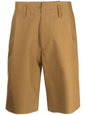 Kolor pleated wide-leg tailored shorts - Brown