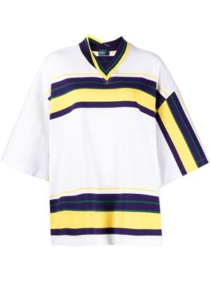 Kolor ribbed-knit v-neck striped T-shirt - Multicolour