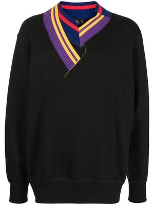 Kolor ribbed-trimmed cotton sweatshirt - Black